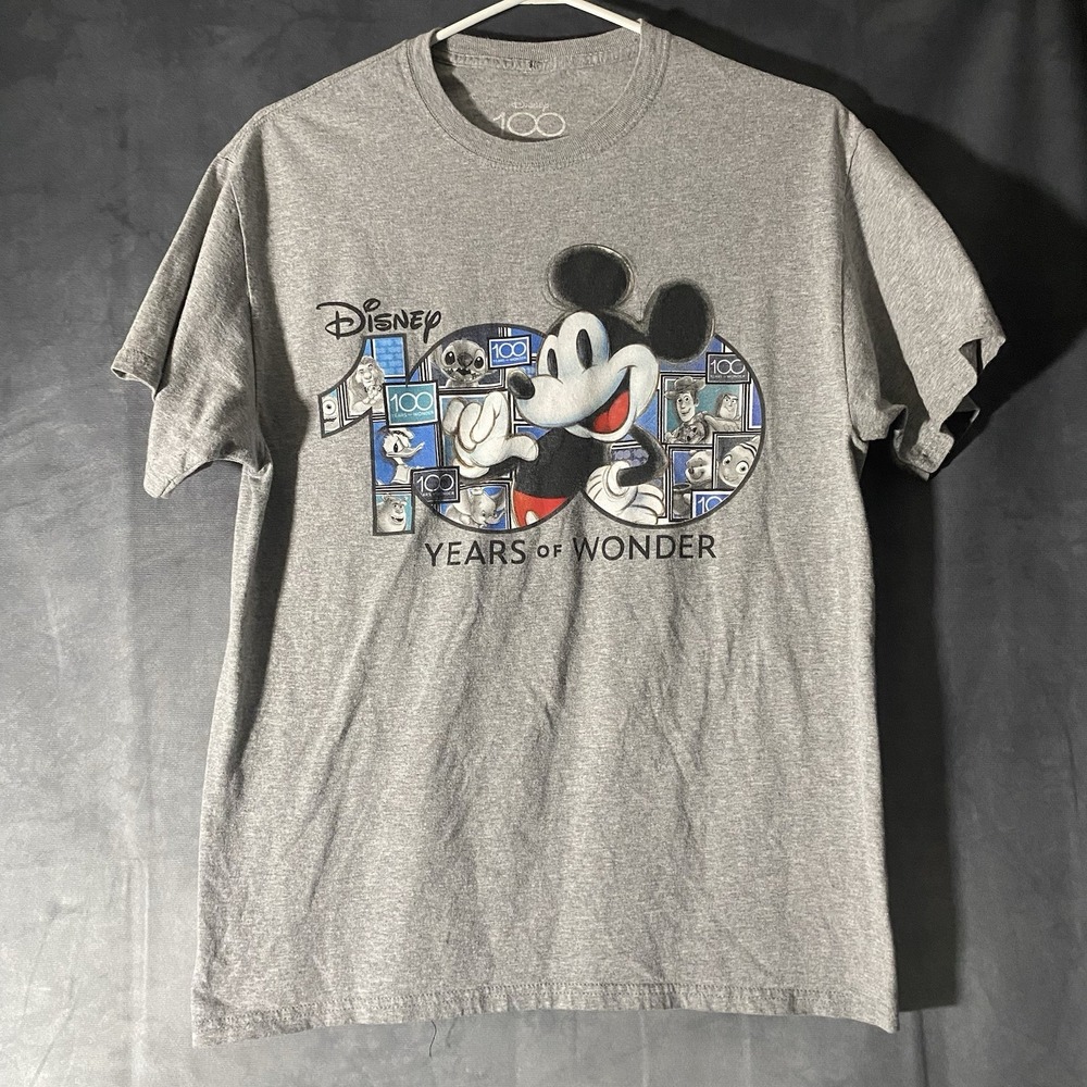 Disney Mickey Mouse 100 Years Of Wonder Grey T-Shirt Cotton Blend Sz M